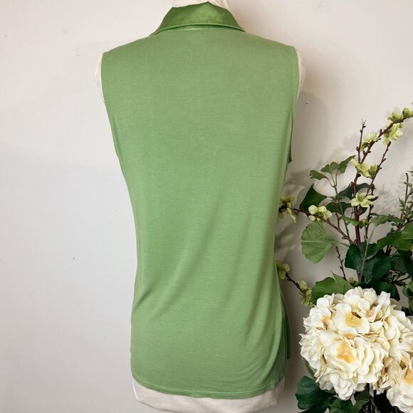 Halogen Mixed Media Notch Collar Sleeveless Top | Medium | Fresh Green - Picture 6 of 10